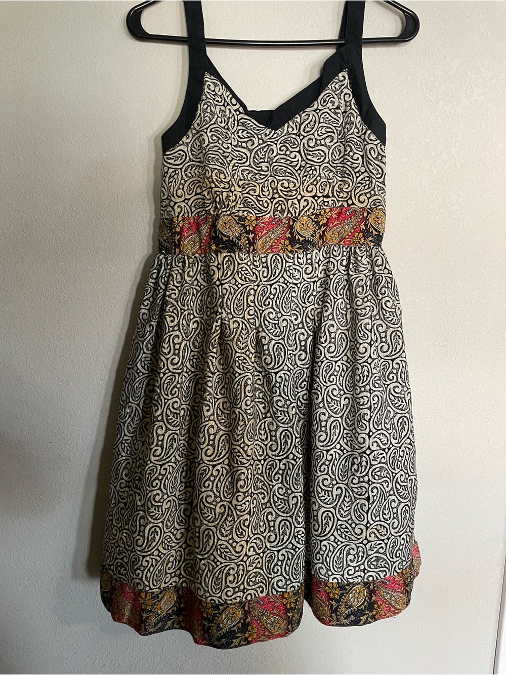 Printed Paisley Sundress with Colored Paisley Trim